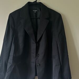 Le Suit Black Pinstripe Blazer
